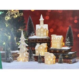 New Christmas 12 Piece Set Christmas/Holiday Ceramic Light Up Village